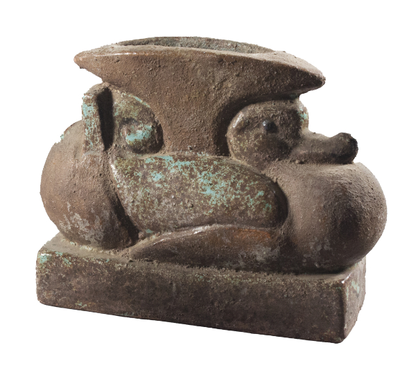 ceramic vase with a duck motif