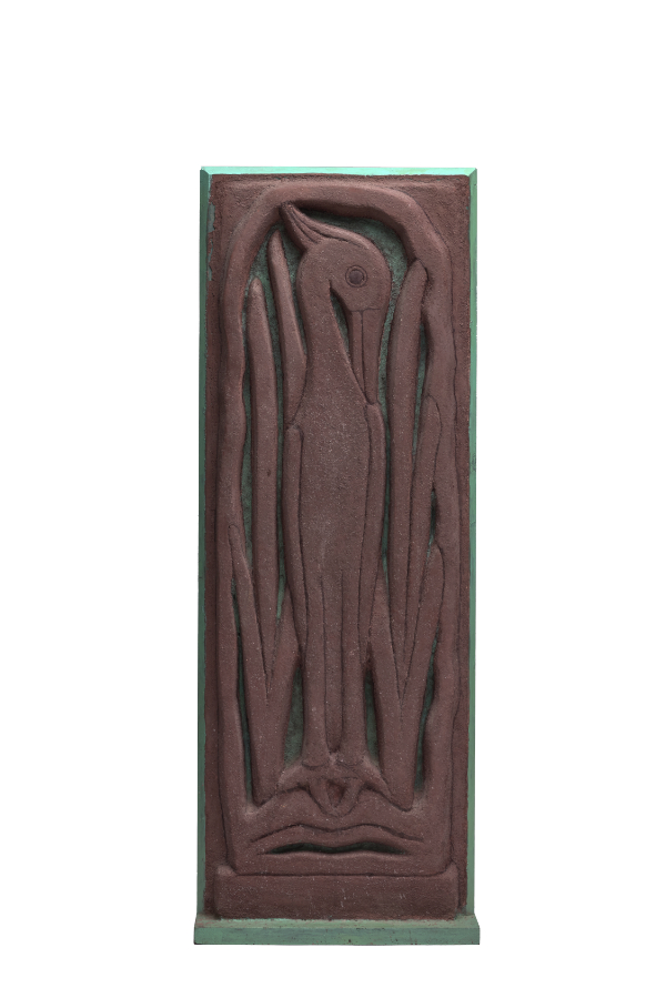 ceramic relief of heron