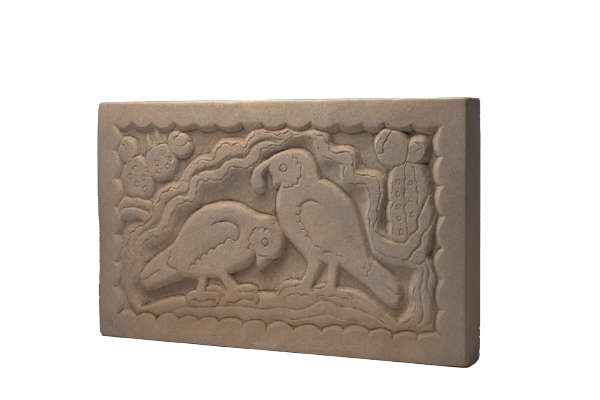 Stone relief of two quails