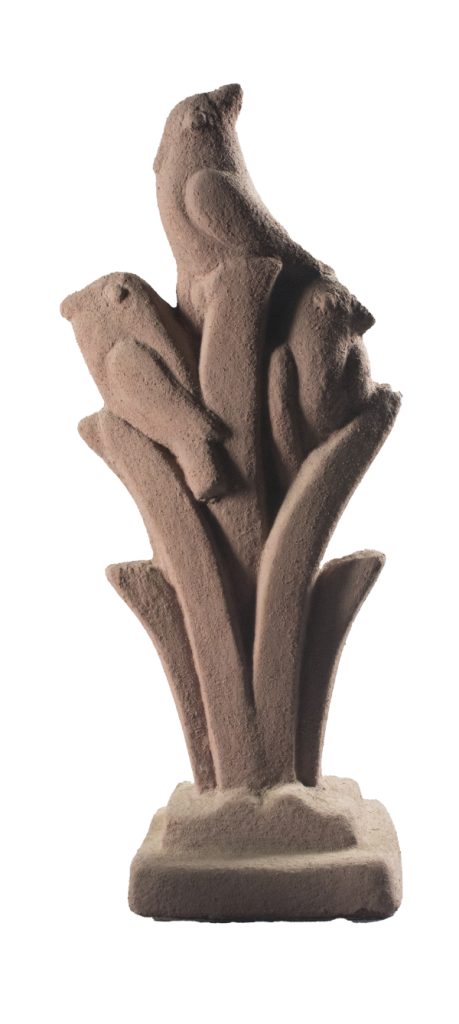 ceramic sculptures with three birds on an abstracted branch
