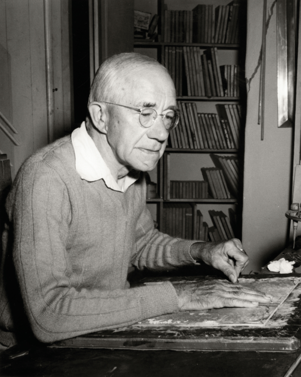 Portrait of Gustave Baumann at work. Courtesy of the Palace of the Governors Photo Archives (NMHM/DCA), neg. no. 016804.