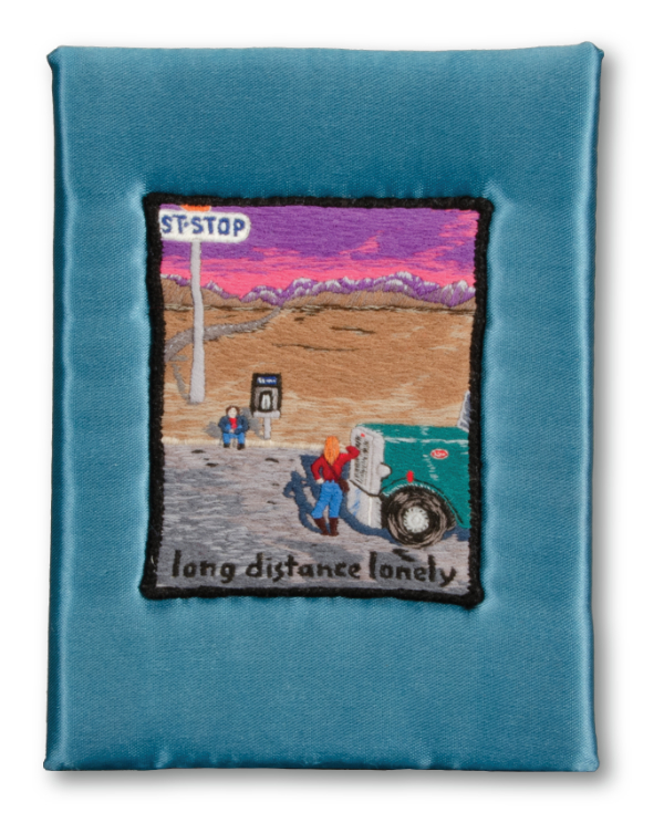Ray Matterson, Long Distance Lonely, 1990. Thread and fabric. Somers, Connecticut. Museum of International Folk Art Permanent Collection. Photo by Chloe Accardi.