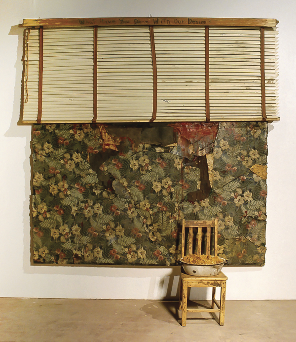 Harmony Hammond, What Have You Done With Our Desire?, 1997. Mixed media in 3 parts, approx. 117 x 106 x 27 in. Courtesy the artist and Alexander Gray Associates, New York. © 2023 Harmony Hammond / Licensed by VAGA at Artists Rights Society (ARS), New York, IL2023.32.