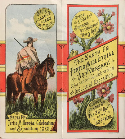Brochure panel from the Santa Fe Tertio-Millennial Celebration and Exposition. Courtesy of the Fray Angélico Chávez History Library.