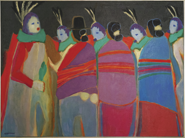 R. C. Gorman, Night of the Yei, 1969. Oil on canvas, 33 1/2 x 45 1/2 in. Collection of the New Mexico Museum of Art. Gift of Dr. and Mrs. Rex Peterson, 1984 (1984.609). © R.C. Gorman Gallery. Photo by Hugo Beltran.