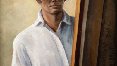 Will Shuster, Self Portrait, 1931. Oil on canvas. 30 × 24 in. Courtesy the family of Will Shuster, Santa Fe, and Zaplin Lampert Gallery, Santa Fe.