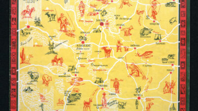 Wilfred Stedman, a noted Santa Fe artist, created many maps that featured on covers and on inside pages. May 1936; image courtesy New Mexico Magazine.