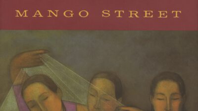 Book cover of The House on Mango Street by Sandra Cisneros featuring an illustration of three women with muted colors and calm expressions. [gen-ai]