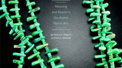 Cover of the book Turquoise, Water, Sky featuring strands of turquoise jewelry against a black background. [gen-ai]