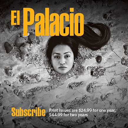 A womans head appears emerging from sandy ground beneath the El Palacio magazine title, with subscription prices listed at the bottom.